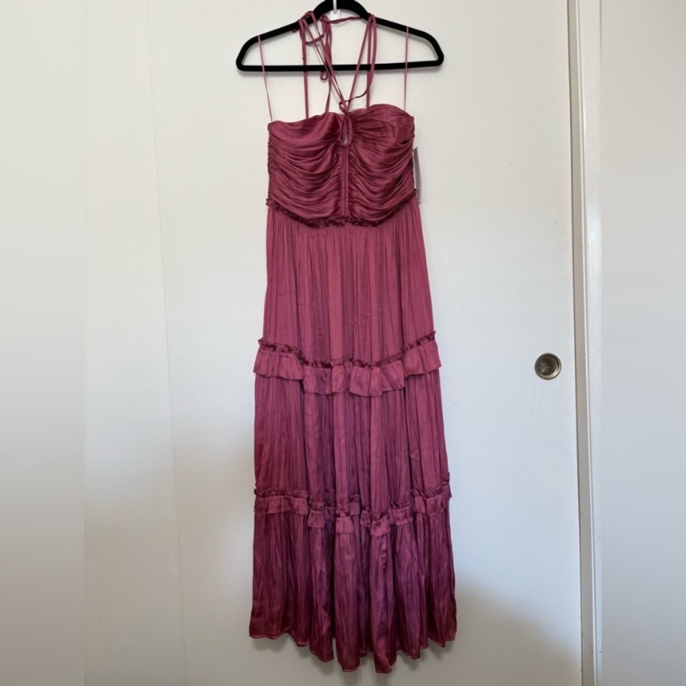 Women’s Pink Maxi Sundress with Ruched Bodice